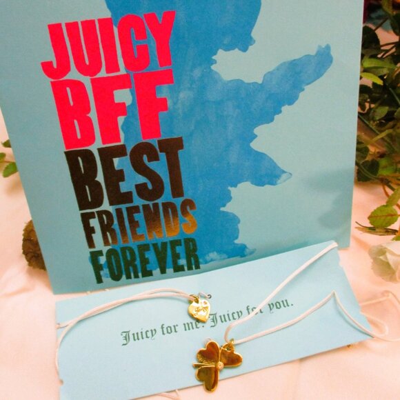 JUICY COUTURE Shamrock Heart Charm Necklaces~ NOS Juicy Couture BFF Necklaces - Picture 6 of 14